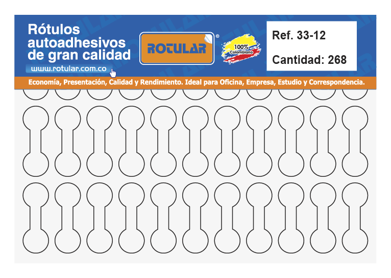 rotulos adhesivos blancos para marcación de joyería, tamaño 33 x 12 mm